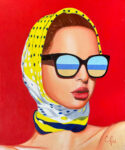 Tableau "Femme à Lunette /13" Pop Art - huile sur toile de lin, créé par Jean-Jacques Venturini, artiste peintre à Antibes, French Riviera